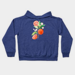 Oranges and Blossoms Botanical Watercolor Kids Hoodie